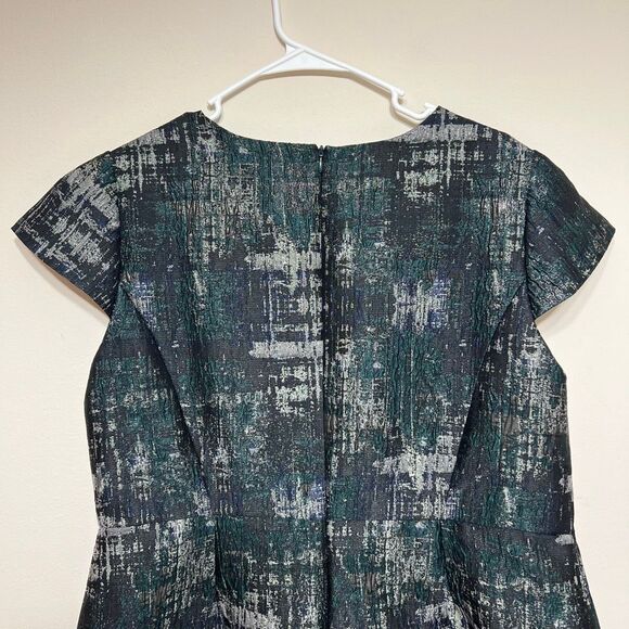 Vince Camuto Plus Size V Neck Cap Sleeve Green Jacquard Dress 16W Women - Picture 7 of 10